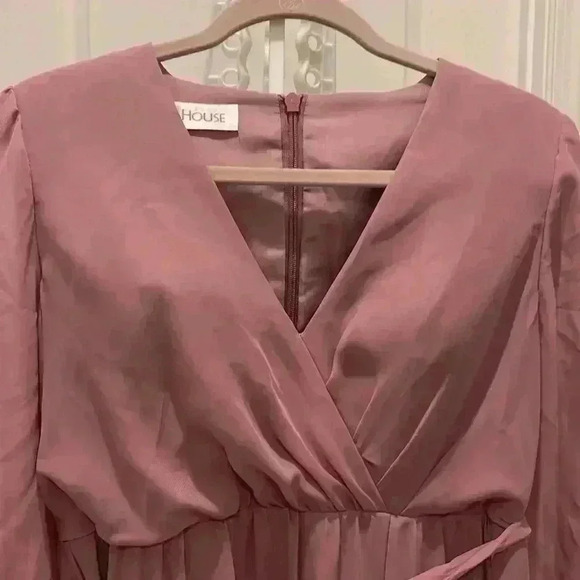 JJ’S House Dusty Rose A-Line V-Neck Floor Length Chiffon Bridesmaid Dress - Picture 4 of 6